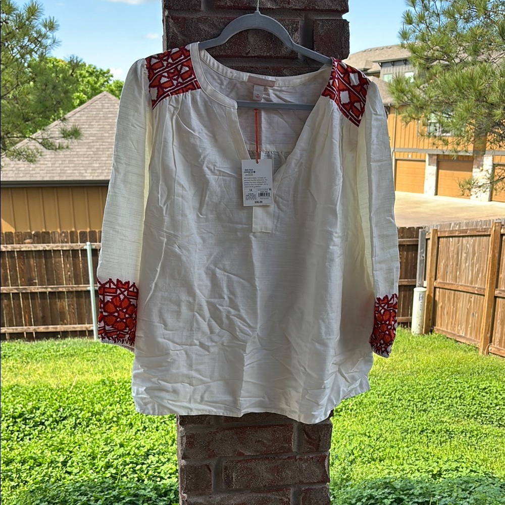 White and Orange Longsleeve Shirt